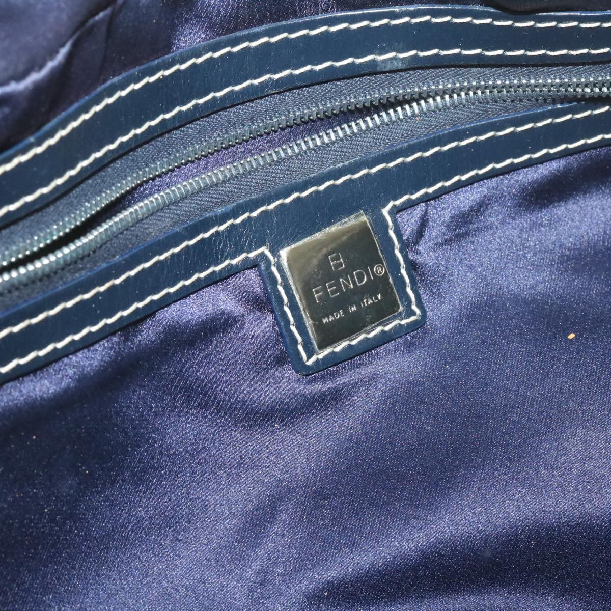 FENDI Zucchino Canvas Hand Bag Navy Blue  am577g