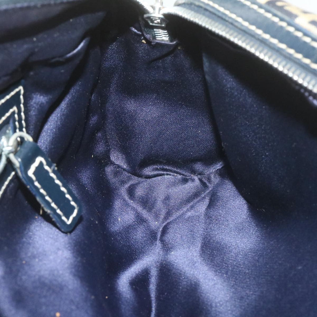 FENDI Zucchino Canvas Hand Bag Navy Blue  am577g