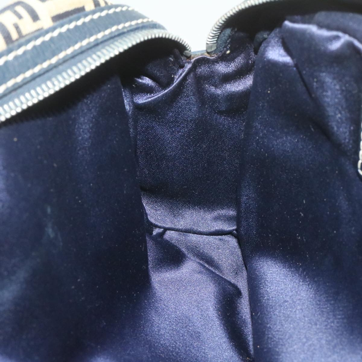 FENDI Zucchino Canvas Hand Bag Navy Blue  am577g
