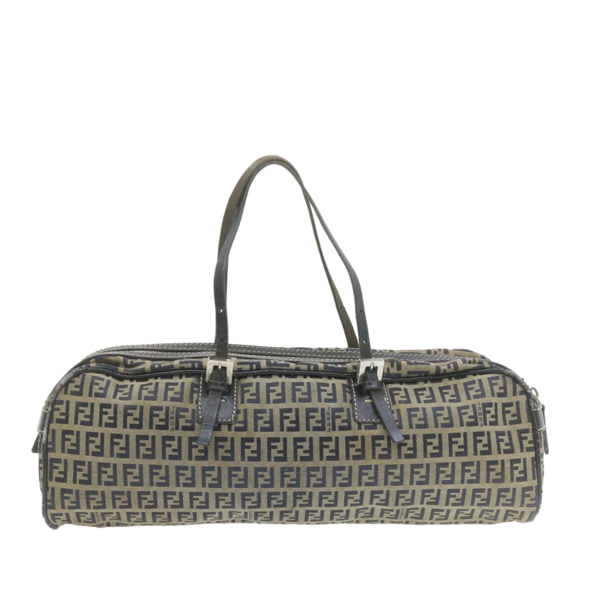 FENDI Zucchino Canvas Hand Bag Navy Blue  am577g