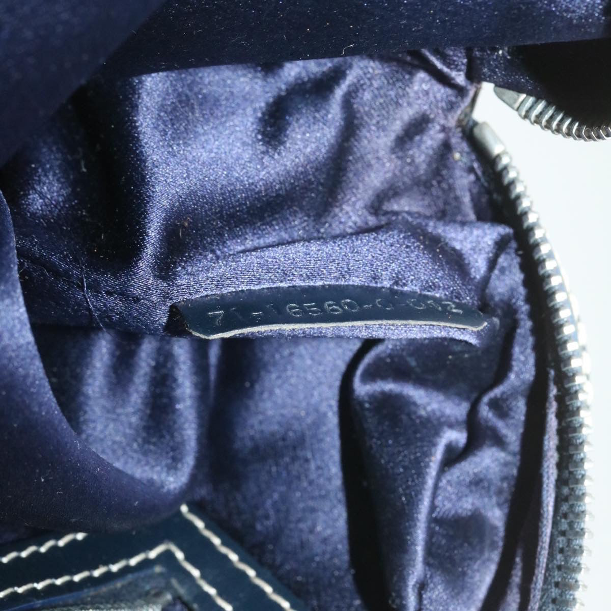 FENDI Zucchino Canvas Hand Bag Navy Blue Auth am577g