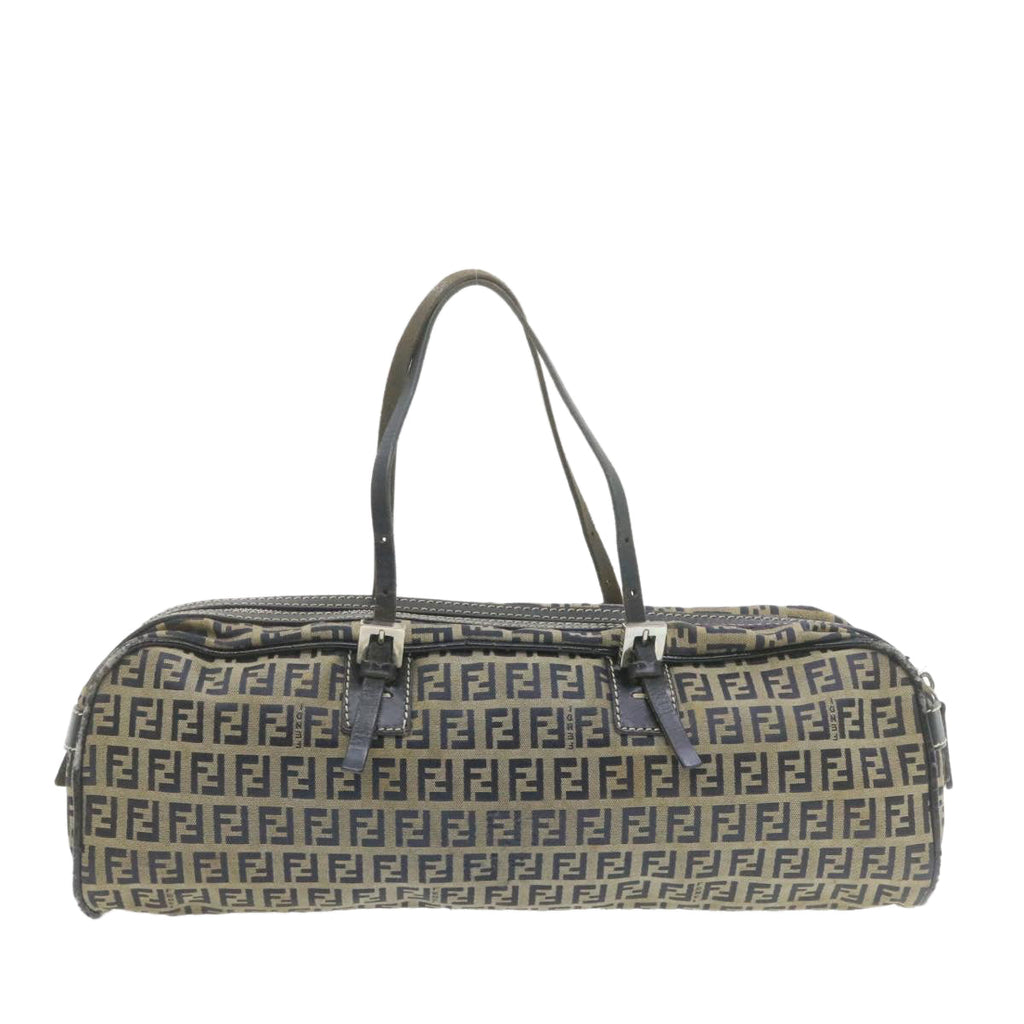 FENDI Zucchino Canvas Hand Bag Navy Blue Auth am577g