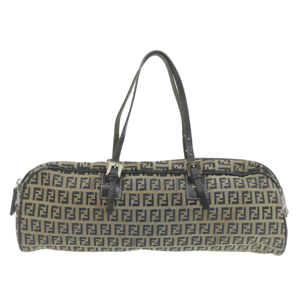 FENDI Zucchino Canvas Hand Bag Navy Blue  am577g