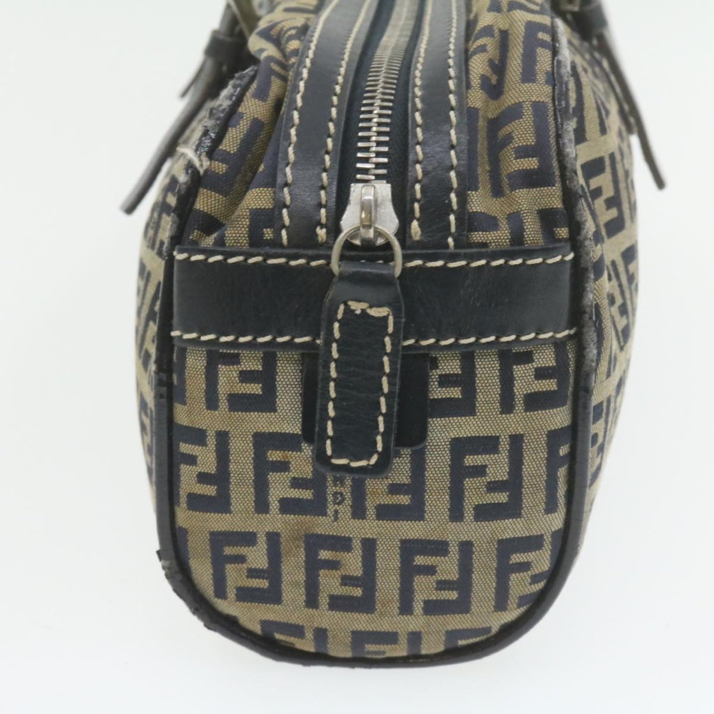 FENDI Zucchino Canvas Hand Bag Navy Blue  am577g