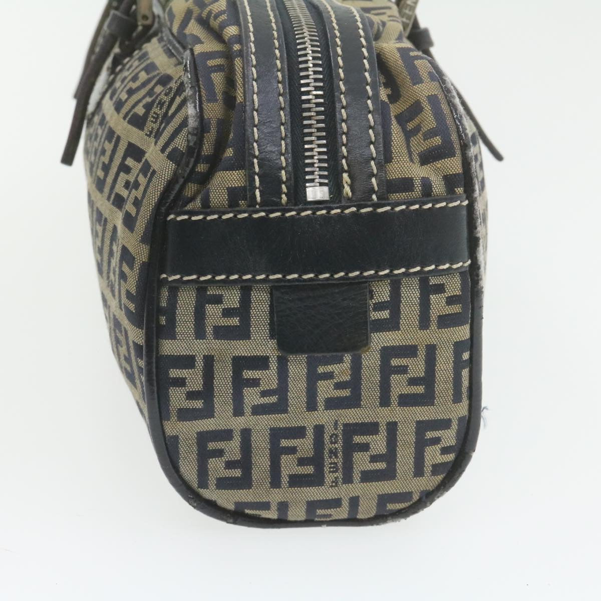 FENDI Zucchino Canvas Hand Bag Navy Blue  am577g