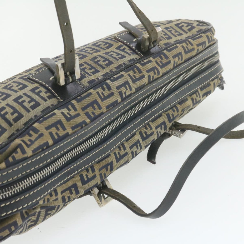 FENDI Zucchino Canvas Hand Bag Navy Blue  am577g