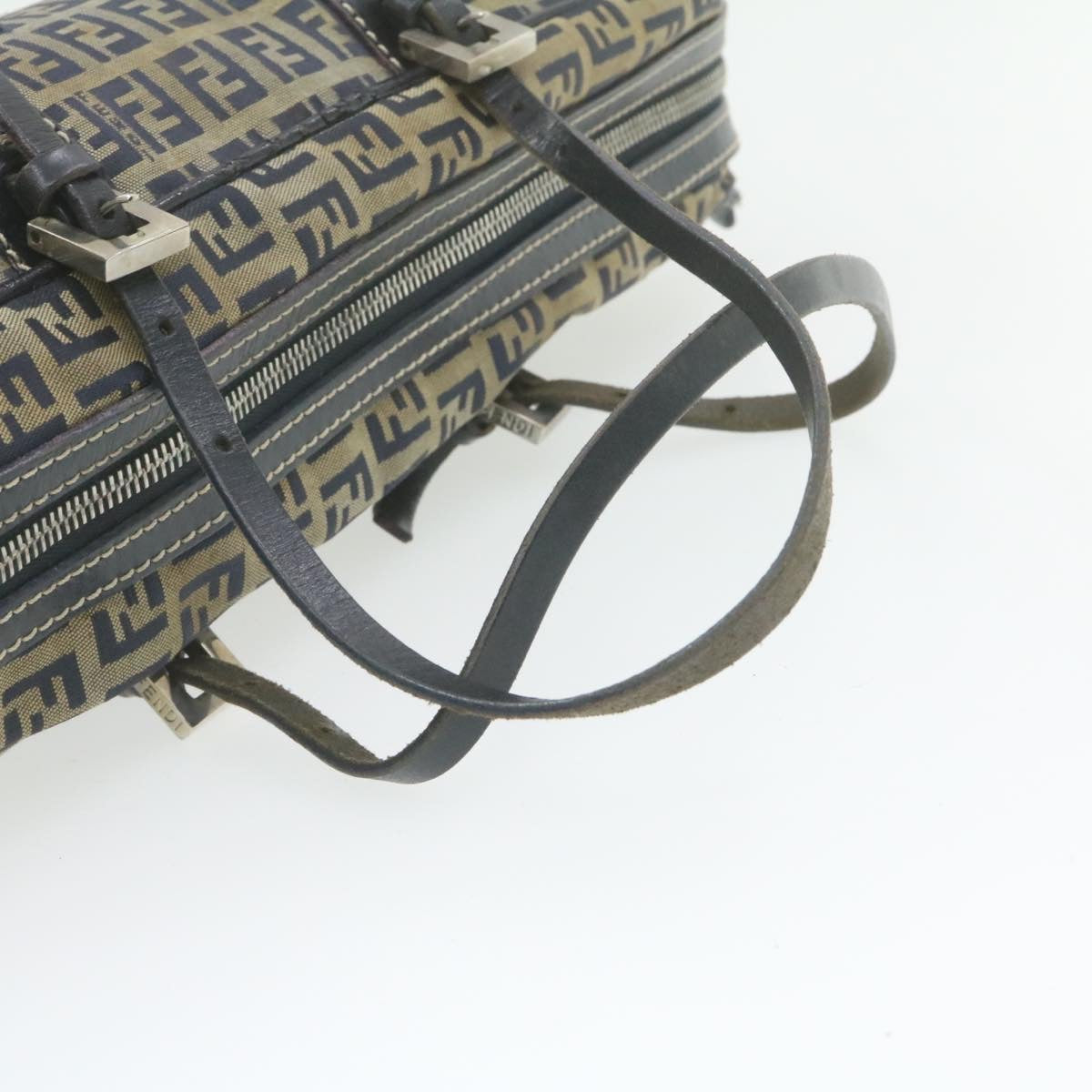 FENDI Zucchino Canvas Hand Bag Navy Blue  am577g