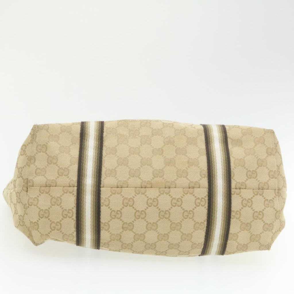 GUCCI Sherry Line GG Canvas Tote Bag Canvas Beige Gold Brown 139260  am626g