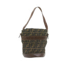 FENDI Zucca Canvas Hand Bag Brown Black  am808g