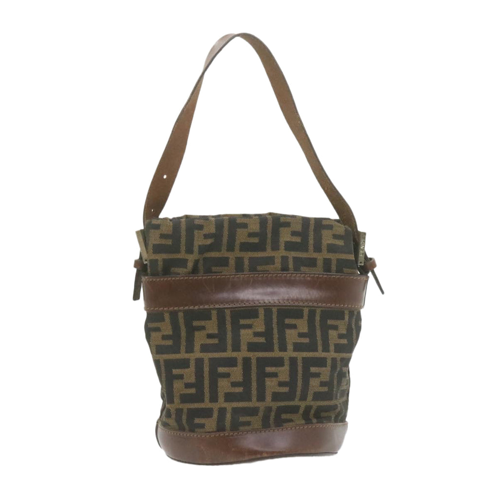FENDI Zucca Canvas Hand Bag Brown Black  am808g
