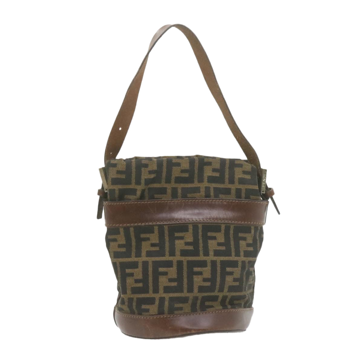 FENDI Zucca Canvas Hand Bag Brown Black  am808g