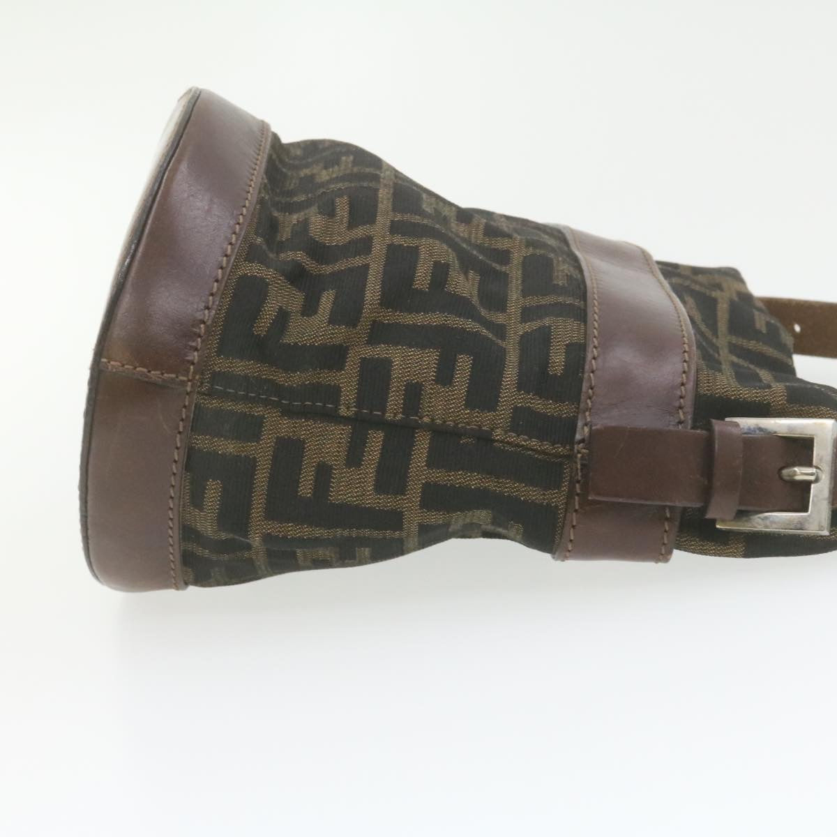 FENDI Zucca Canvas Hand Bag Brown Black  am808g