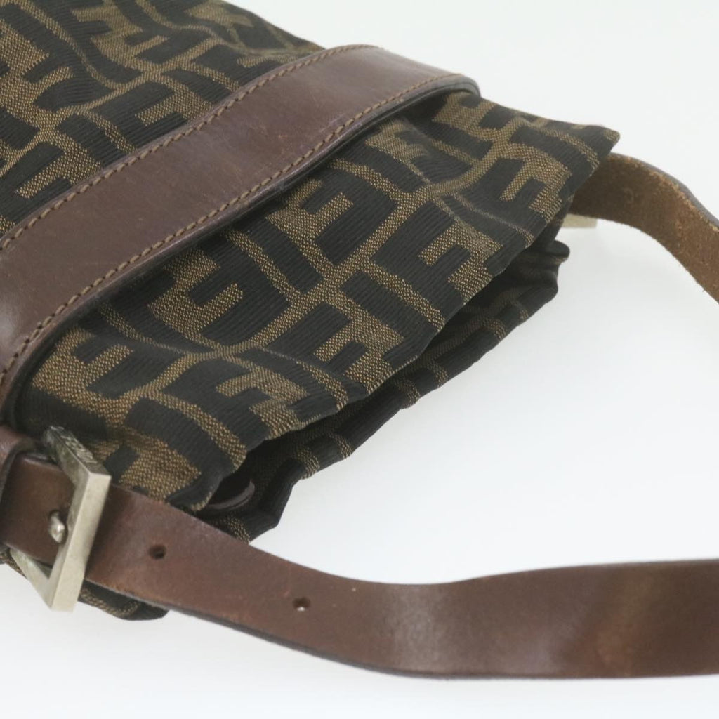FENDI Zucca Canvas Hand Bag Brown Black  am808g