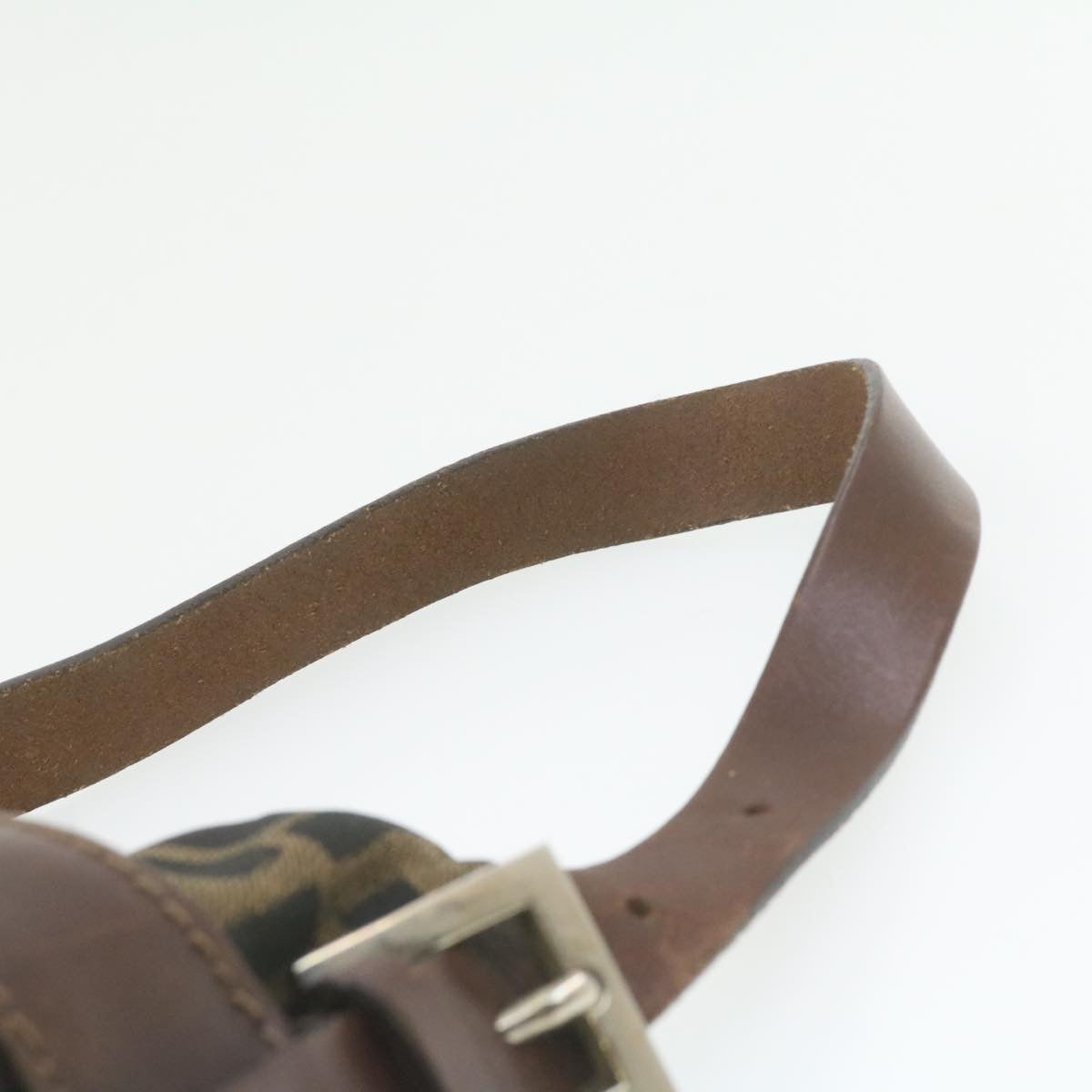 FENDI Zucca Canvas Hand Bag Brown Black  am808g