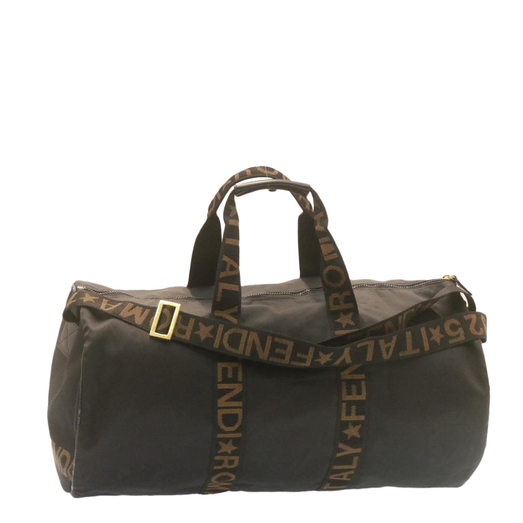 FENDI Boston Bag Nylon 2Way Black Auth am998g