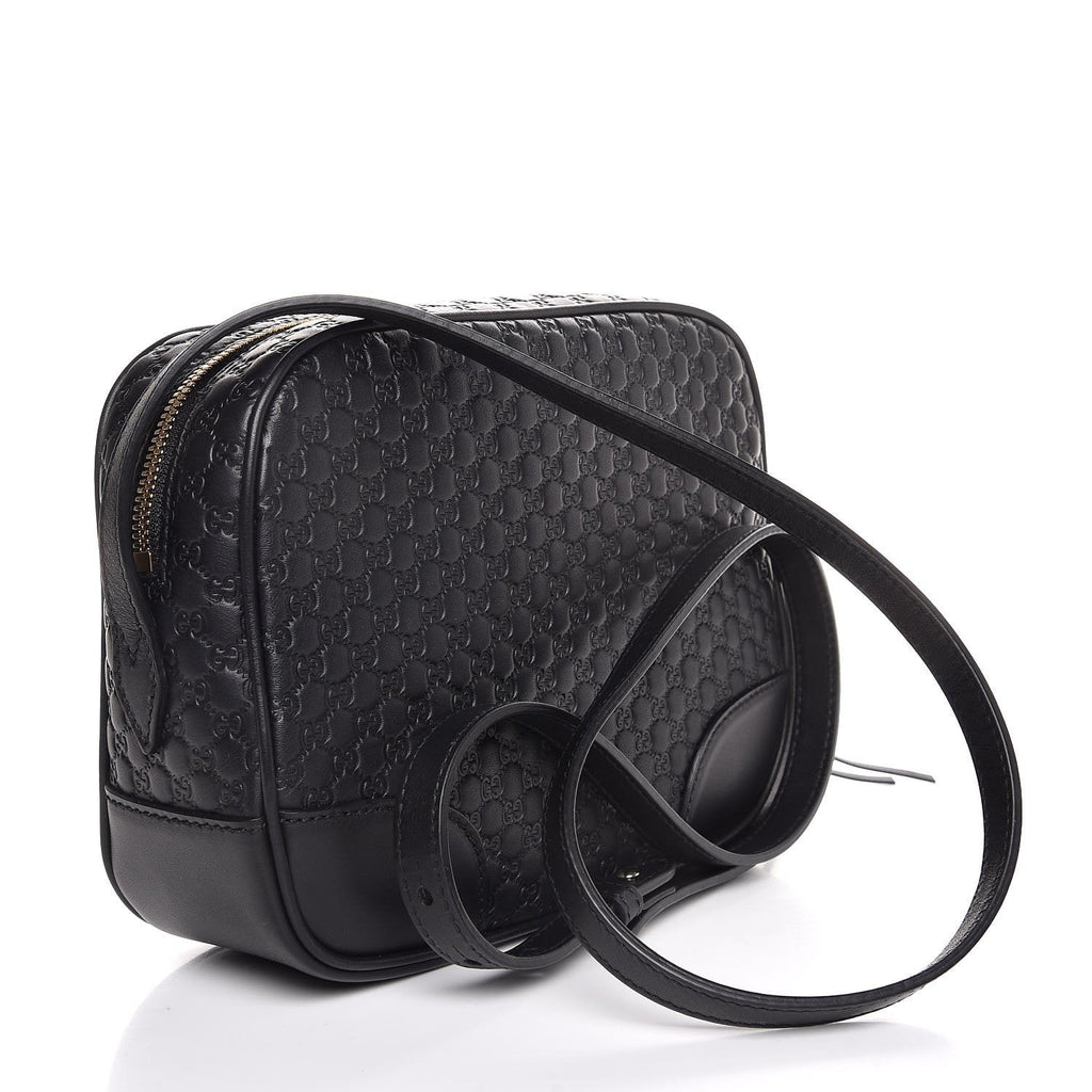 Gucci Bree Black Leather Microguccisima GG Cross Body Bag 449413