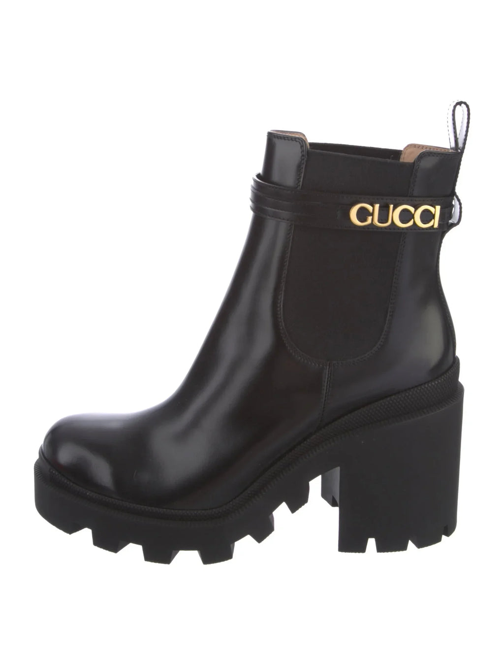 GUCCI LEATHER LOGO BOOTIES
