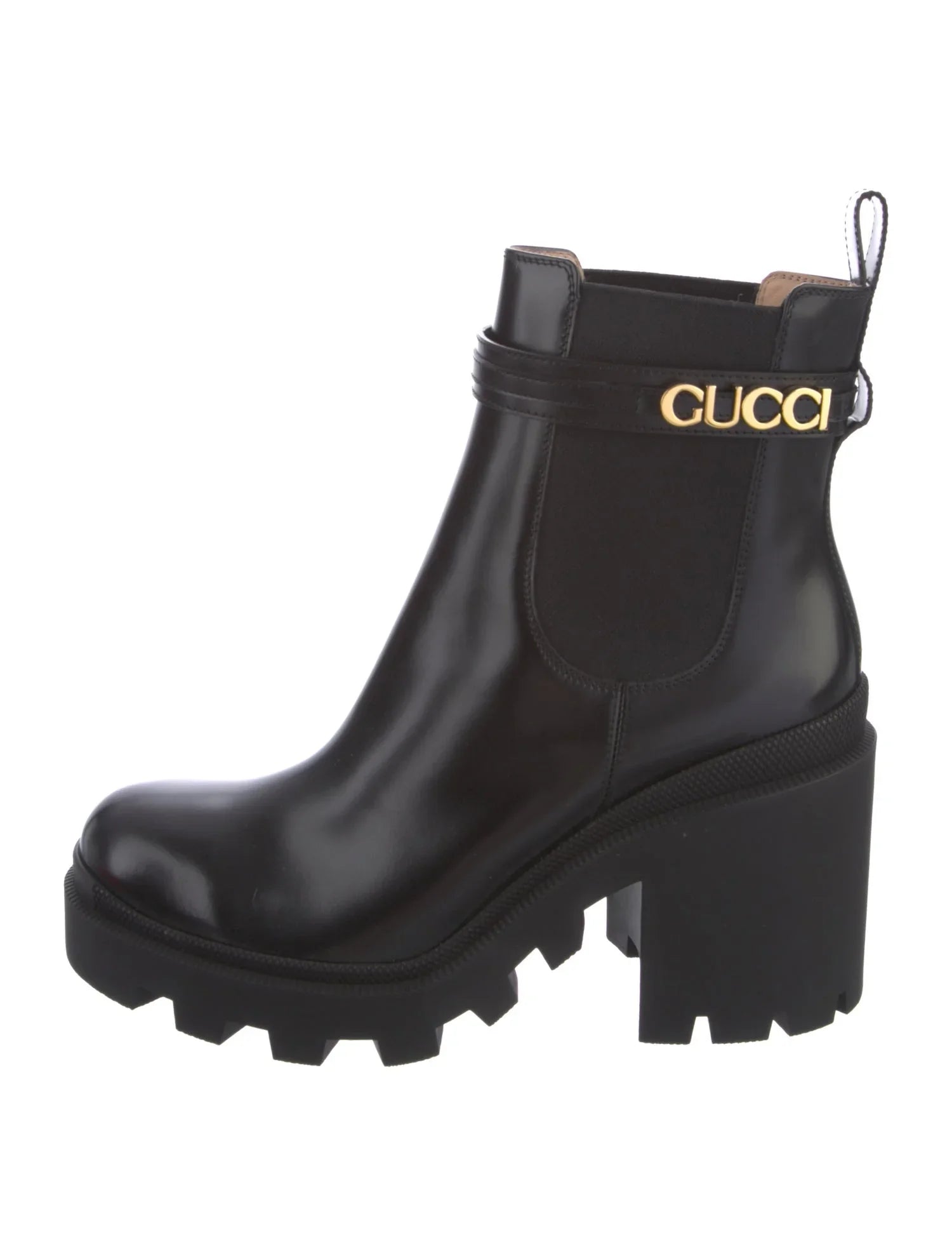 GUCCI LEATHER LOGO BOOTIES
