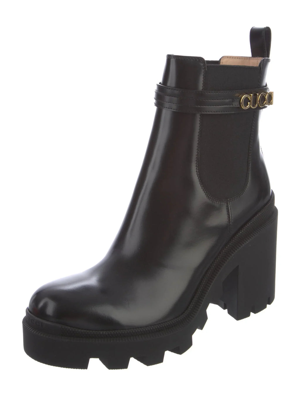 GUCCI LEATHER LOGO BOOTIES