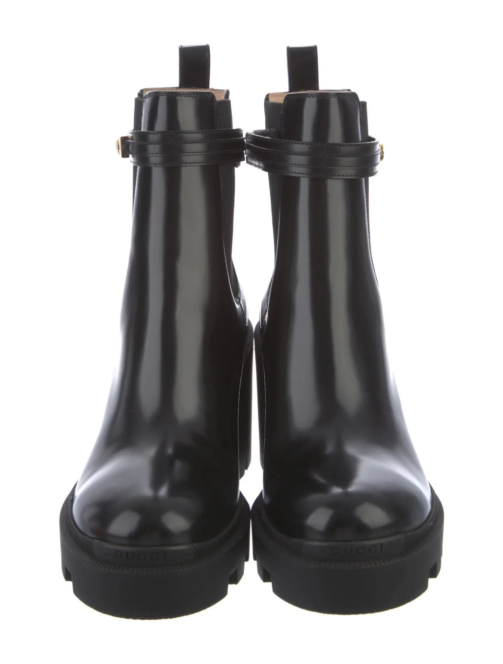 GUCCI LEATHER LOGO BOOTIES