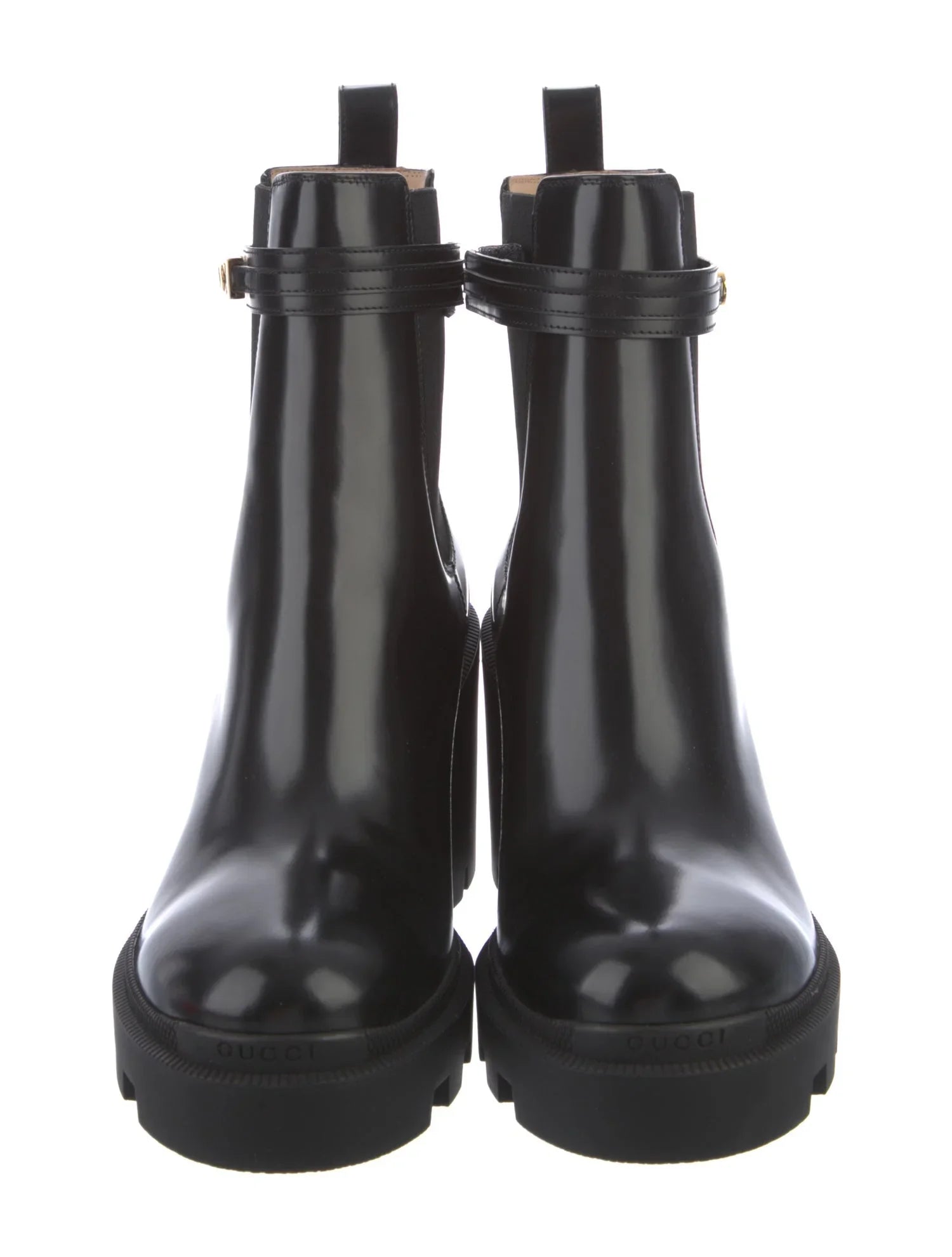 GUCCI LEATHER LOGO BOOTIES