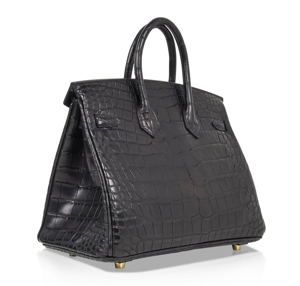 Hermès Birkin 25 Noir Alligator Bag GHW