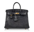 Hermès Birkin 25 Noir Alligator Bag GHW