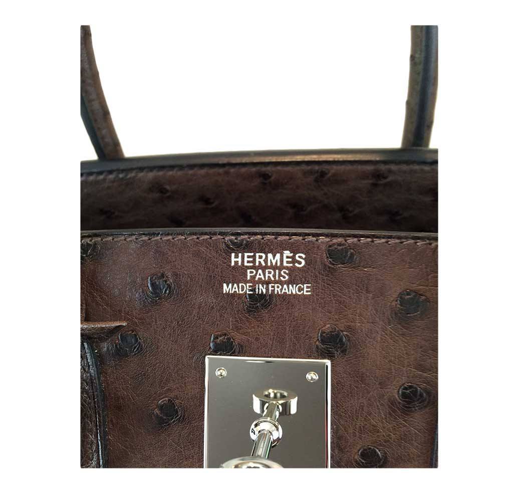 Hermès Marron Fonce Birkin Ostrich Bag