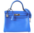 Hermès Kelly 28 Blue Hydra Evergrain