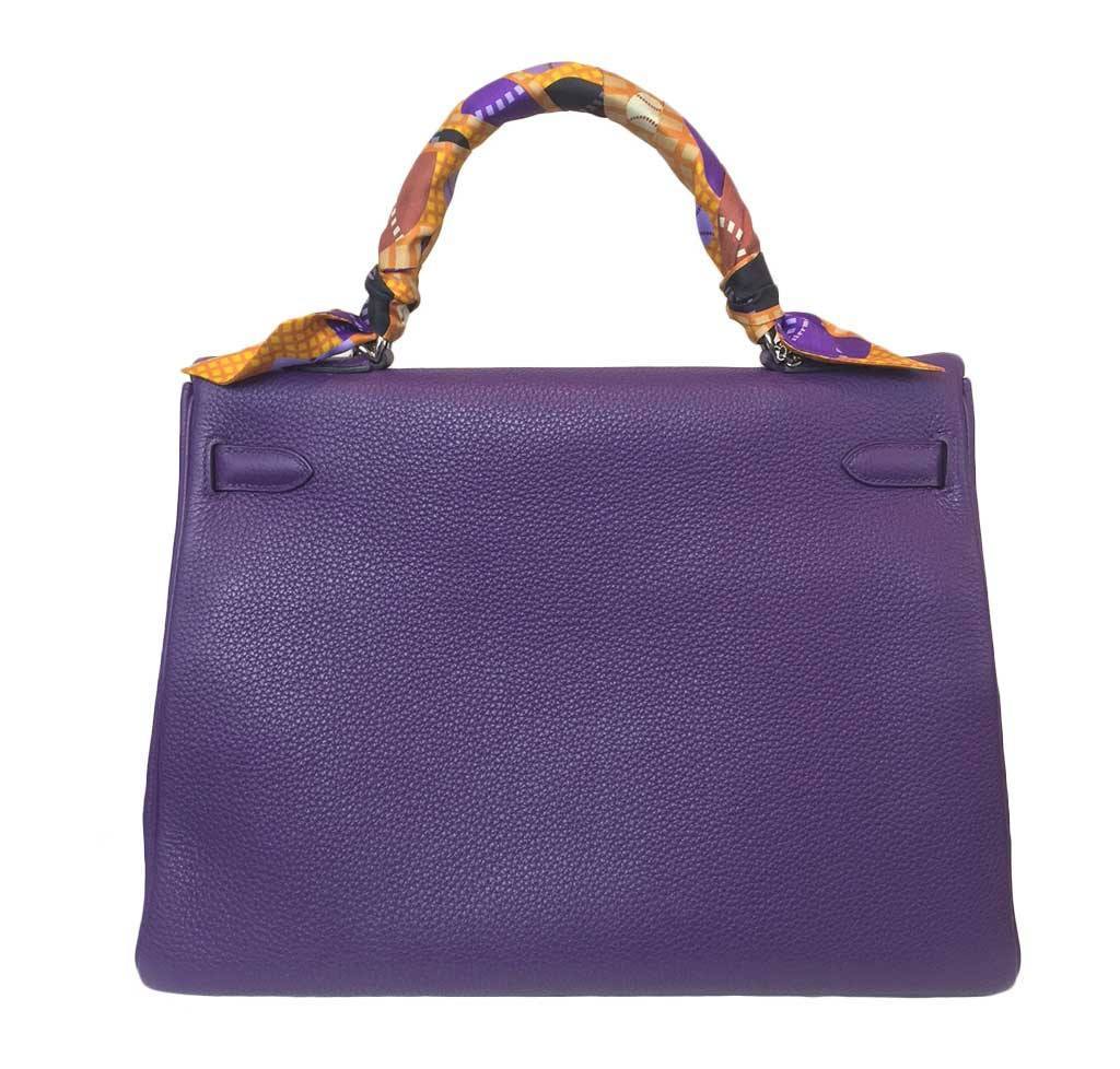 Hermès Kelly 35 Ultraviolet Bag PHW