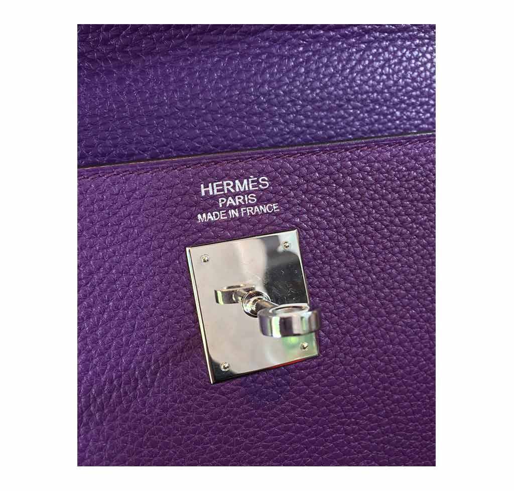 Hermès Kelly 35 Ultraviolet Bag PHW