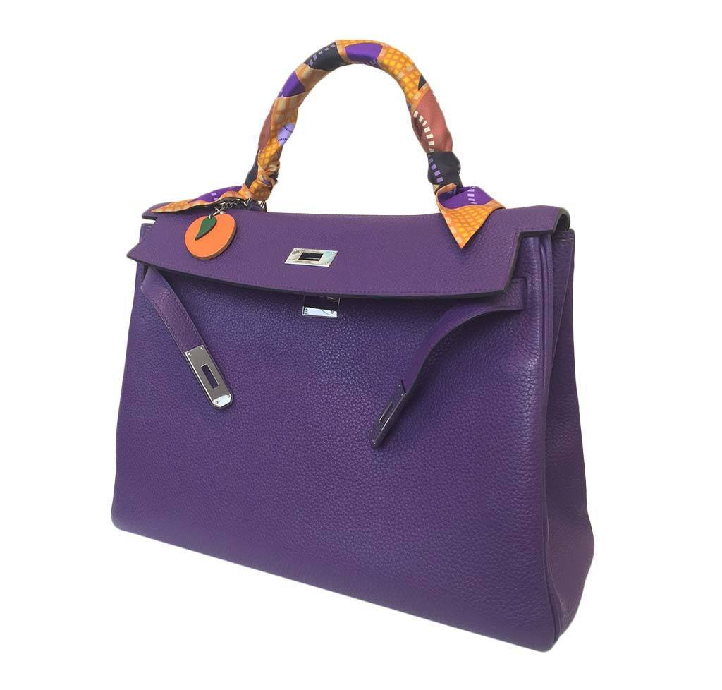 Hermès Kelly 35 Ultraviolet Bag PHW