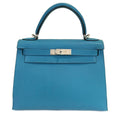 Hermès Kelly Sellier 28 Turquoise Bag PHW