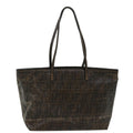 FENDI Zucca Canvas Tote Bag Coated Canvas Brown Black  hk766