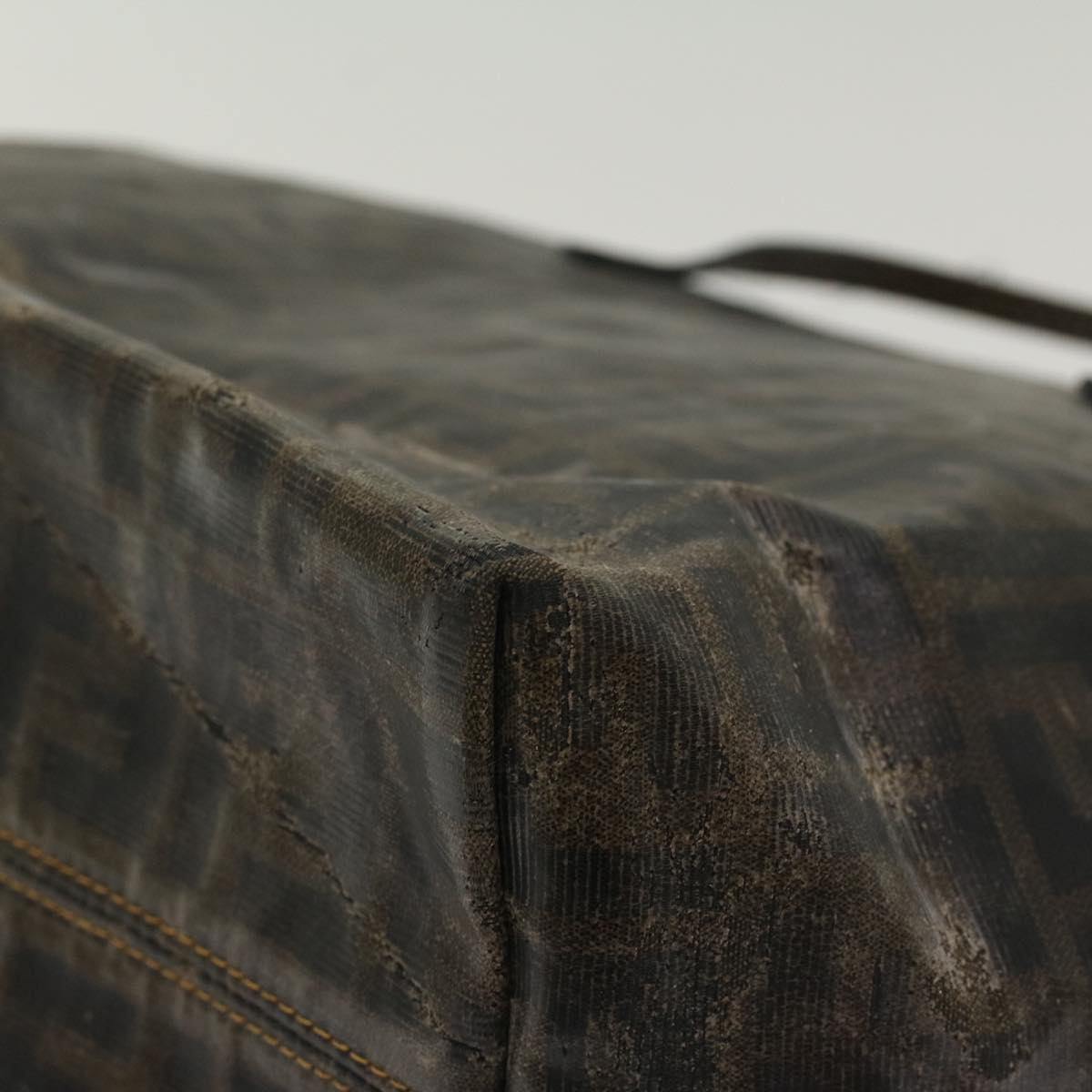 FENDI Zucca Canvas Tote Bag Coated Canvas Brown Black  hk766