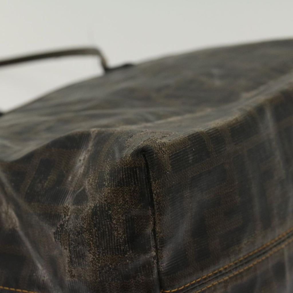 FENDI Zucca Canvas Tote Bag Coated Canvas Brown Black  hk766