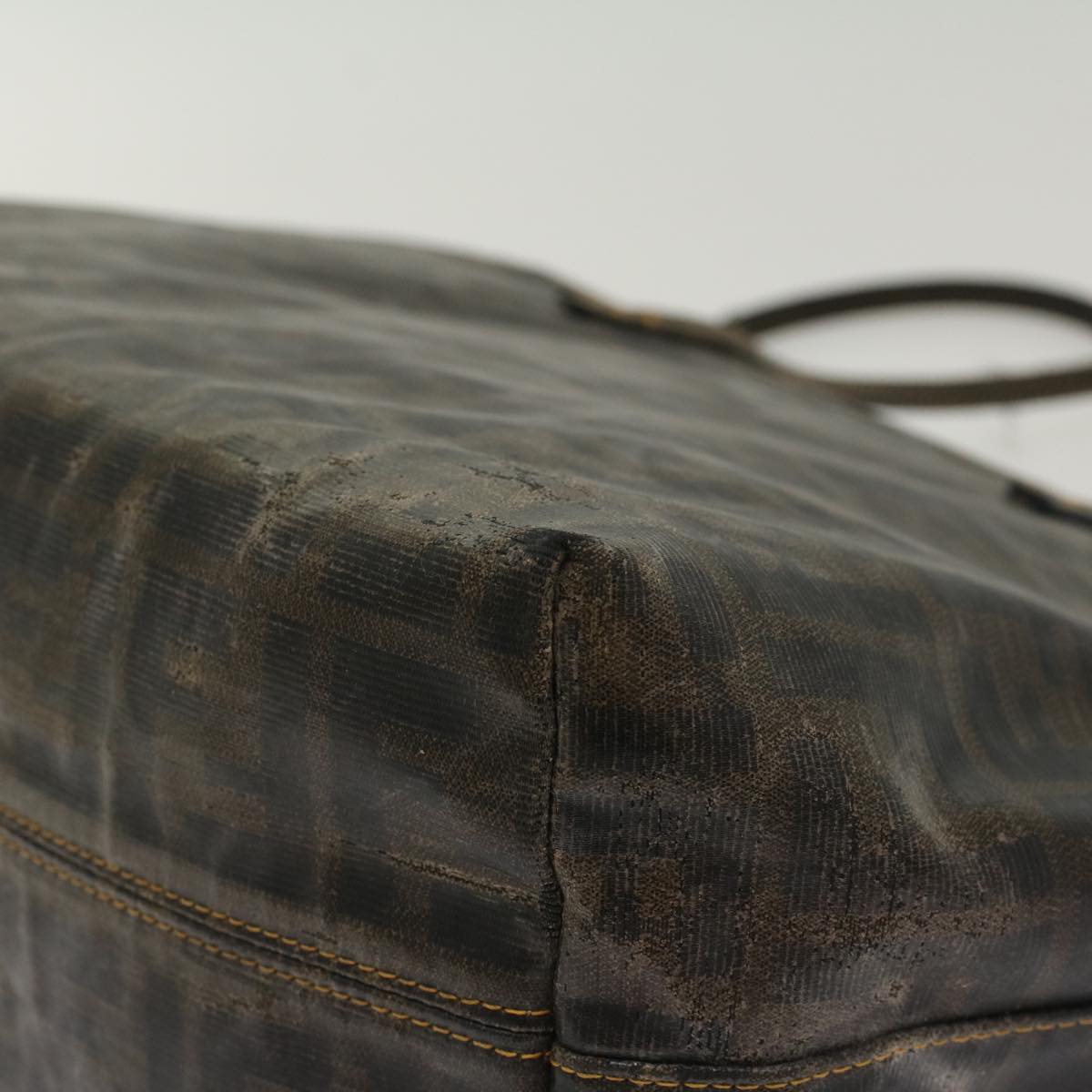 FENDI Zucca Canvas Tote Bag Coated Canvas Brown Black  hk766