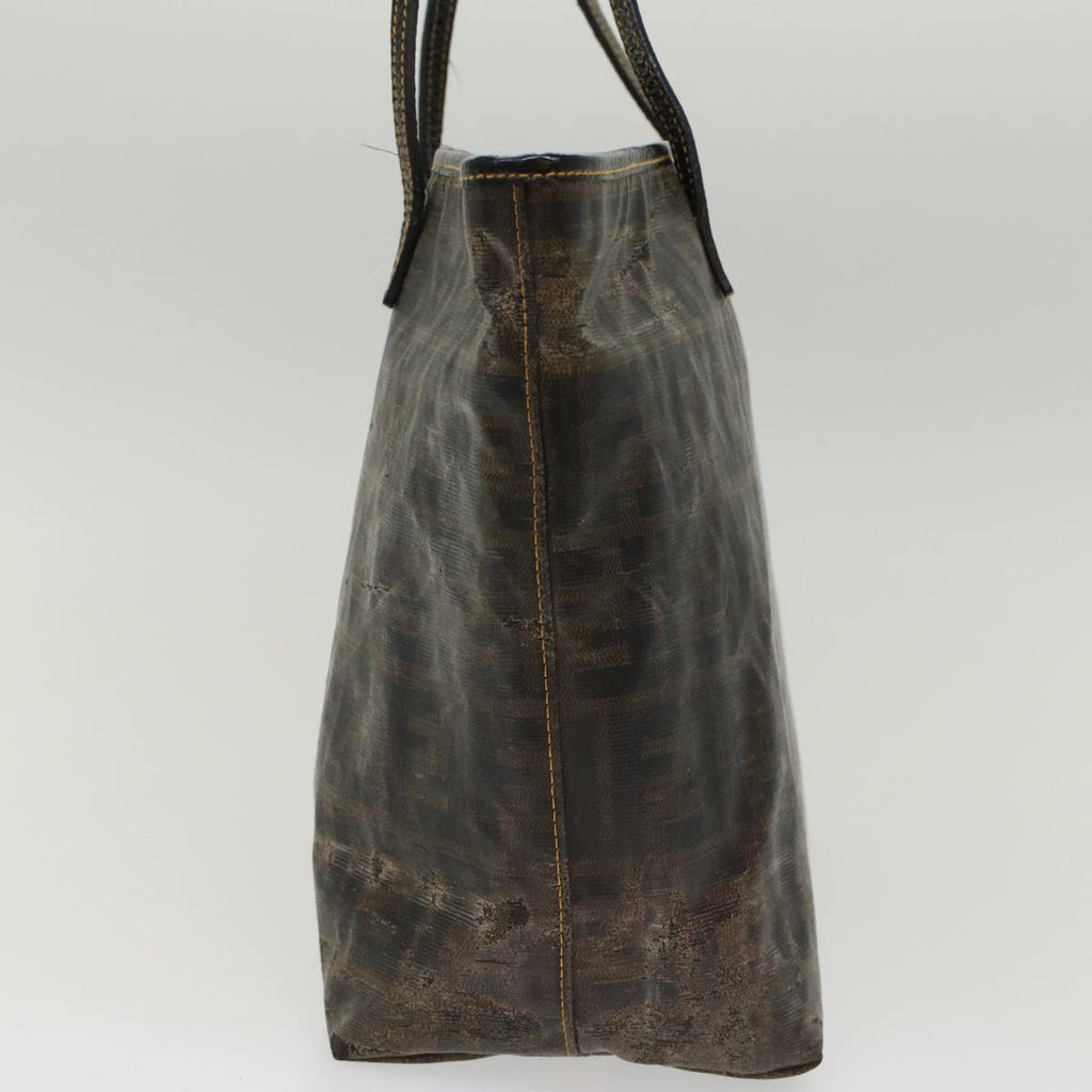 FENDI Zucca Canvas Tote Bag Coated Canvas Brown Black  hk766