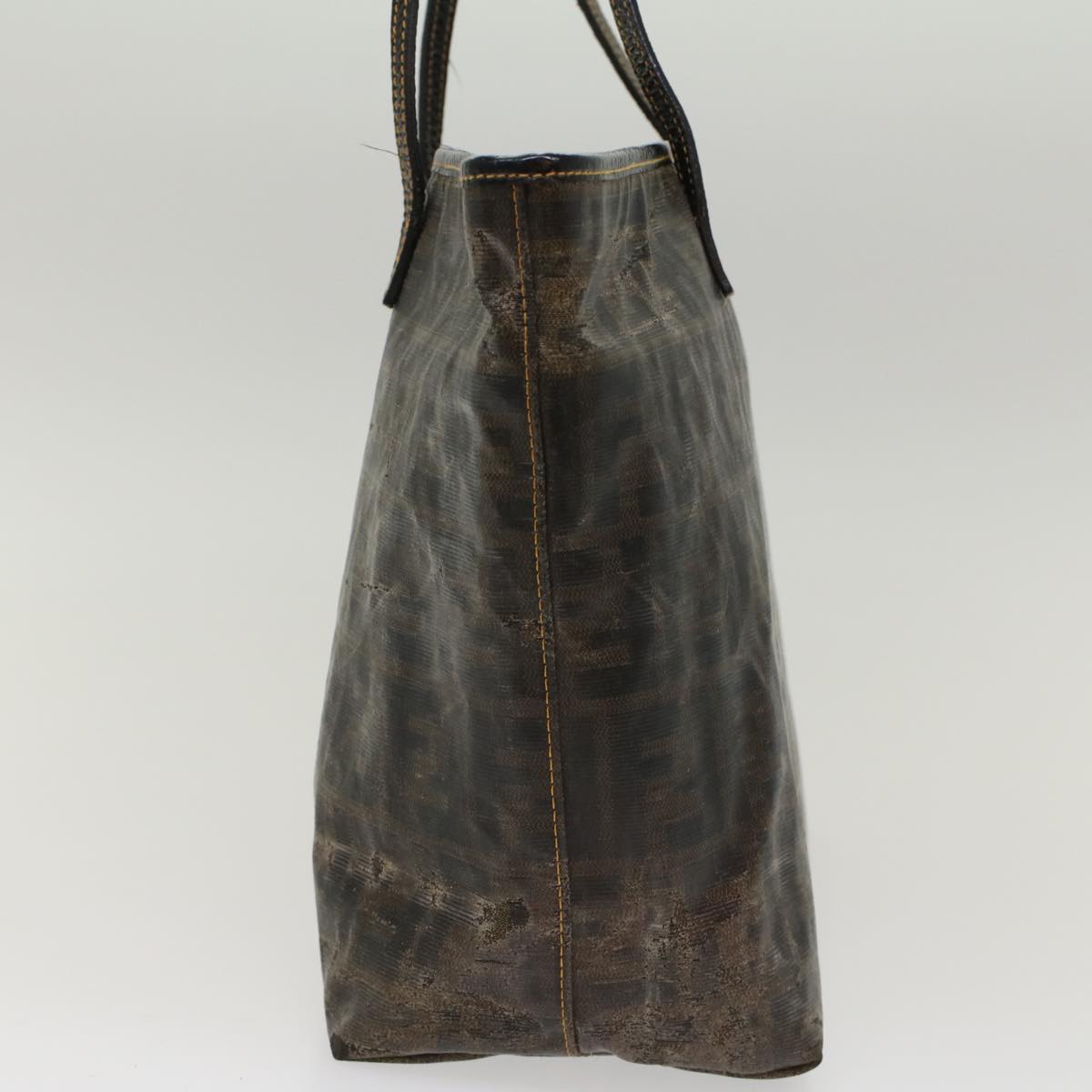 FENDI Zucca Canvas Tote Bag Coated Canvas Brown Black  hk766