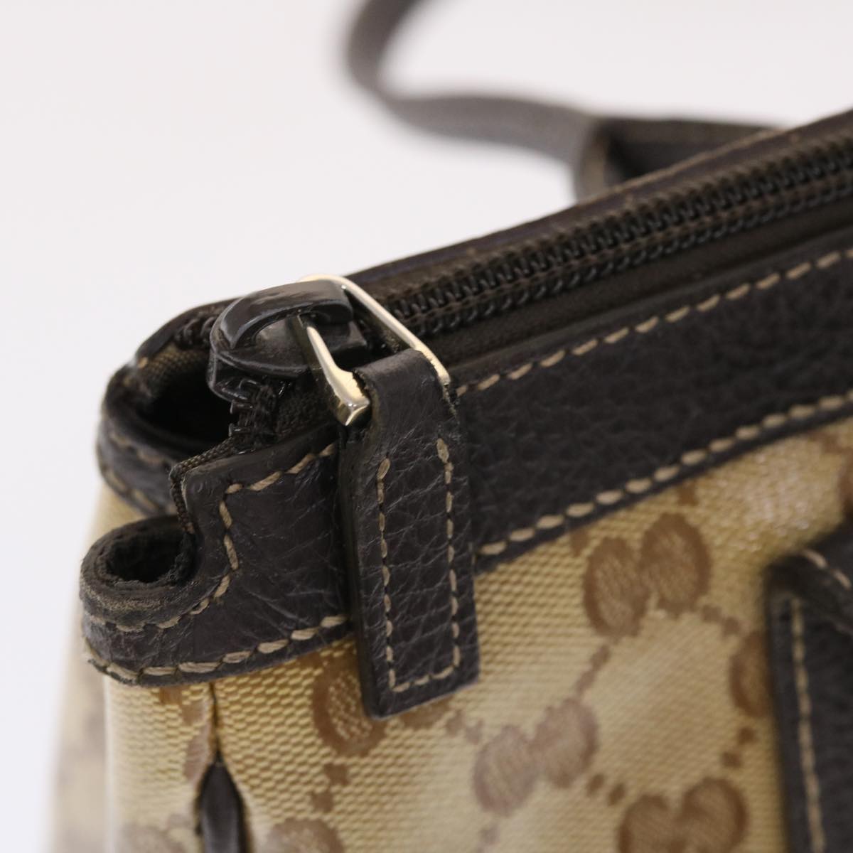 GUCCI GG Crystal Canvas Web Sherry Line Shoulder Bag Beige 293599  hk775