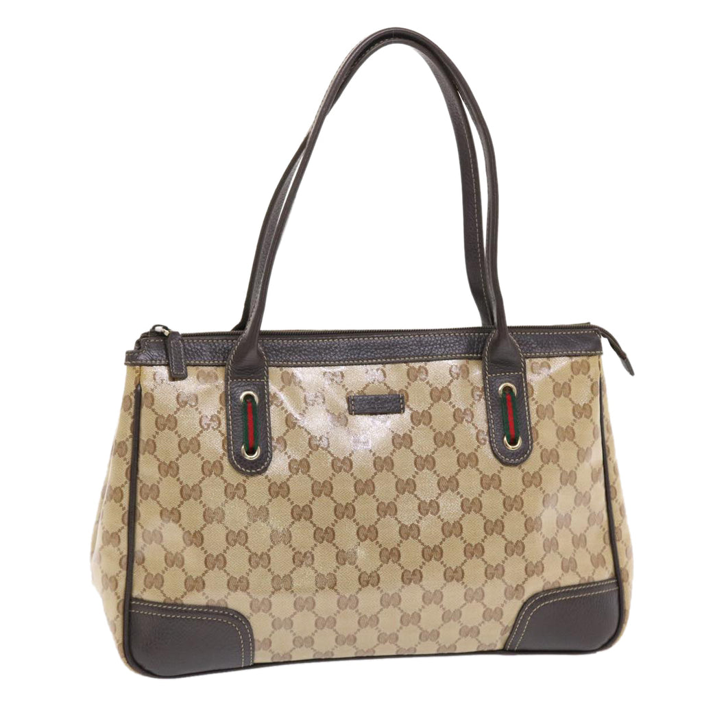 GUCCI GG Crystal Canvas Web Sherry Line Shoulder Bag Beige 293599  hk775