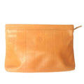 FENDI Vintage orange brown genuine leather mini document bag, clutch purse with embossed logo and epi mix