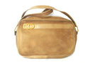 CHRISTIAN DIOR  brown beige suede leather shoulder bag with golden CD motif