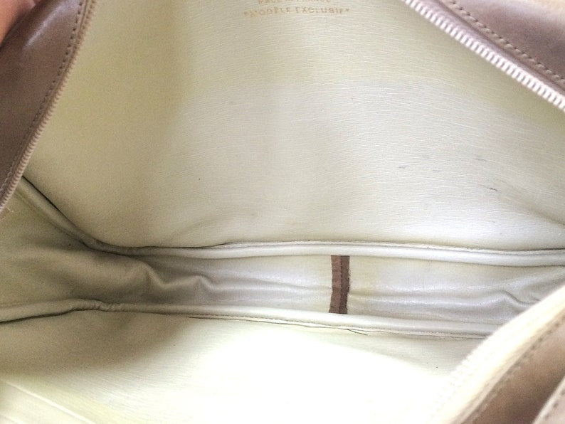 CHRISTIAN DIOR  brown beige suede leather shoulder bag with golden CD motif
