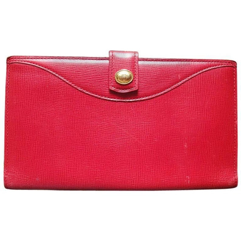 CHRISTIAN DIOR  red genuine leather wallet with gold tone CD charm