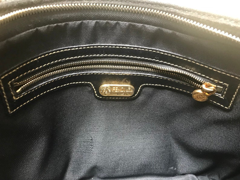 FENDI Vintage pecan chess pattern shoulder bag with FF logo motif