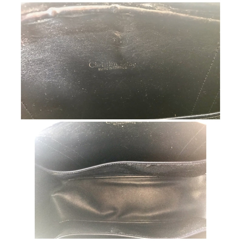 CHRISTIAN DIOR  navy handbag with logo jacquard nylon and leather trimmings
