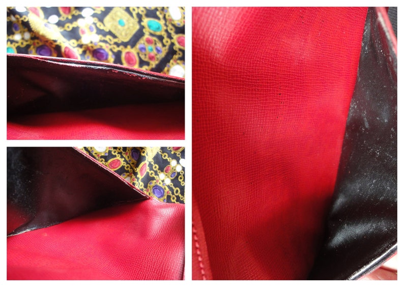 CHRISTIAN DIOR  red genuine leather wallet with gold tone CD charm