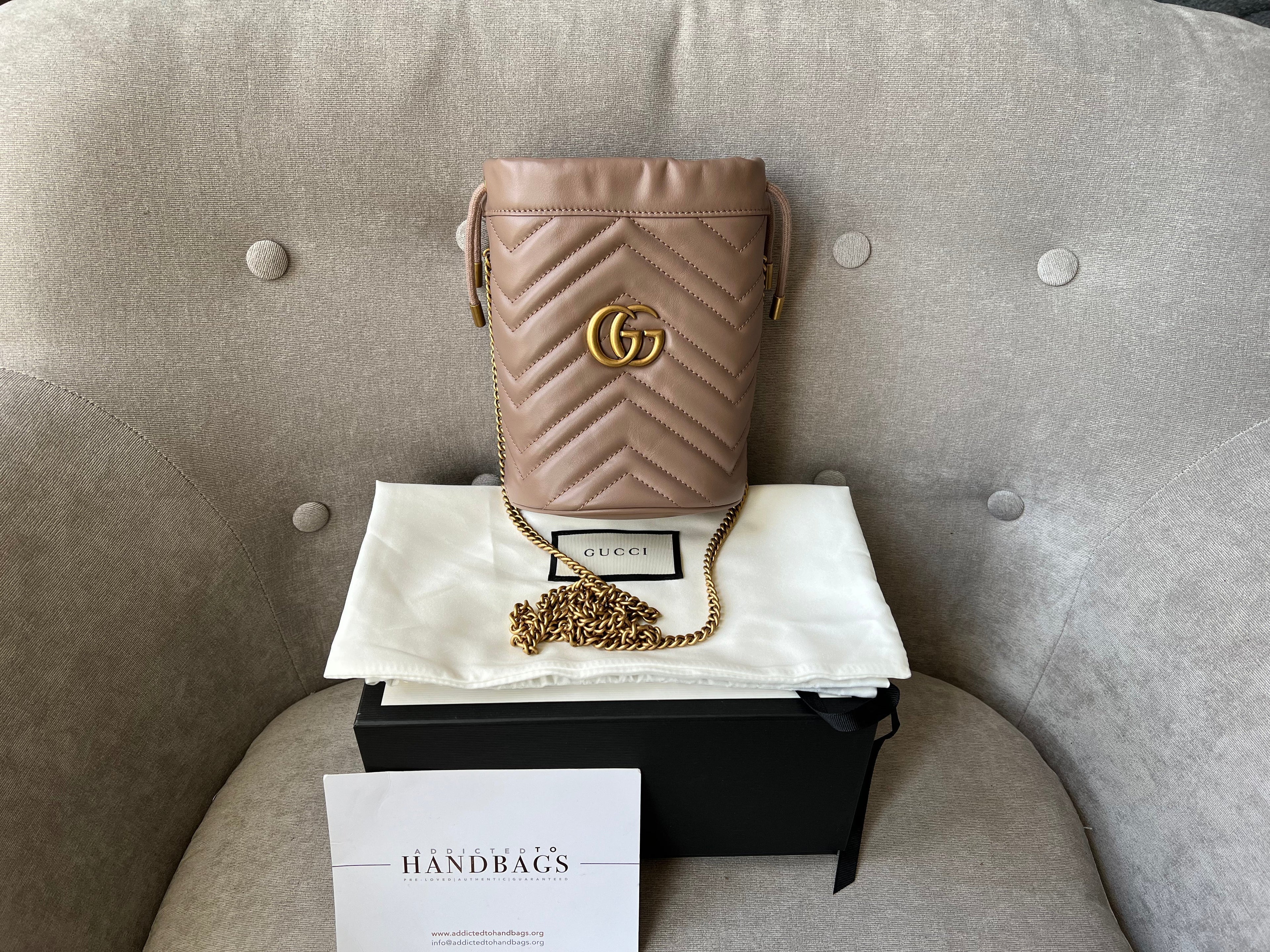 Gucci GG Dusty Pink Marmont GG Mini Bucket Bag (RRP £825)