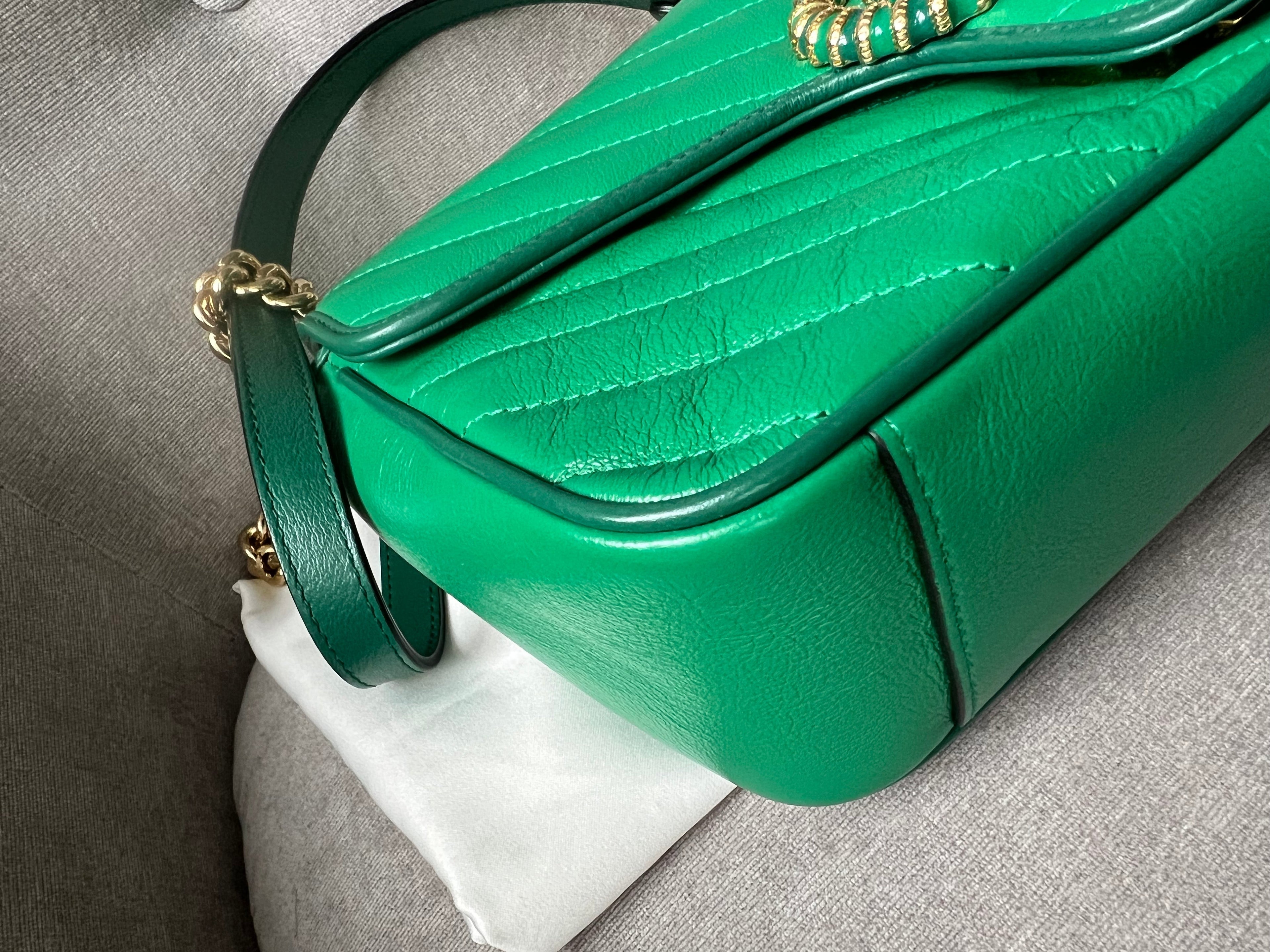 Gucci GG Green Torchon Marmont Small Shoulder Bag